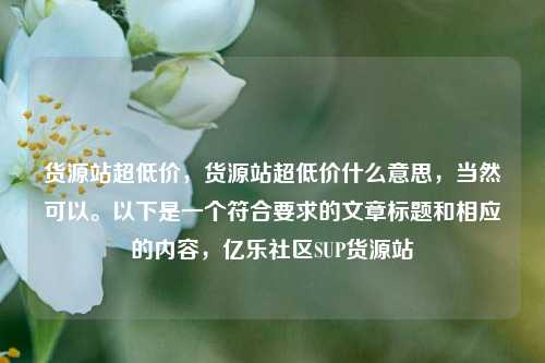 货源站超低价，货源站超低价什么意思	，当然可以。以下是一个符合要求的文章标题和相应的内容，亿乐社区SUP货源站  第1张